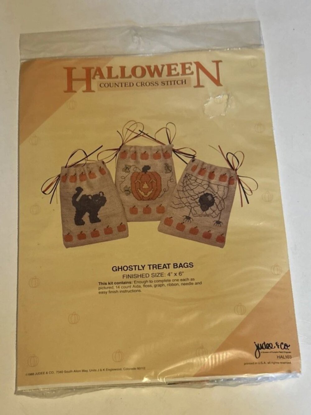 Vintage Halloween Counted Cross Stitch Judee & Company Ghostly Treat Bags #S6